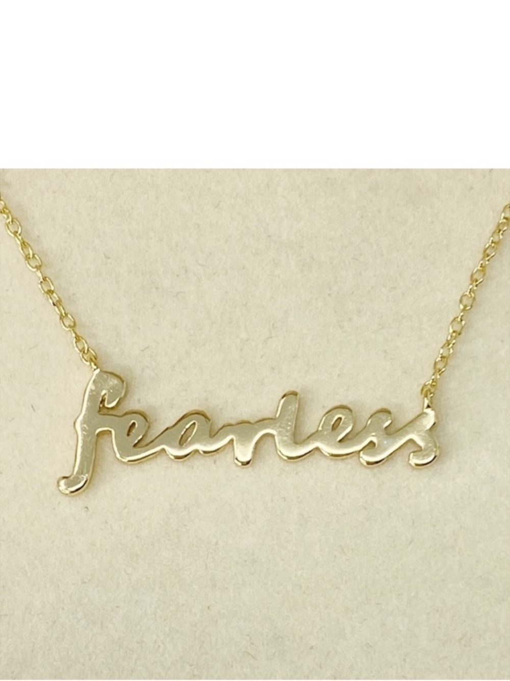 fearless Necklace from Argento Vivo Script Message Gold Word Art nwt New
